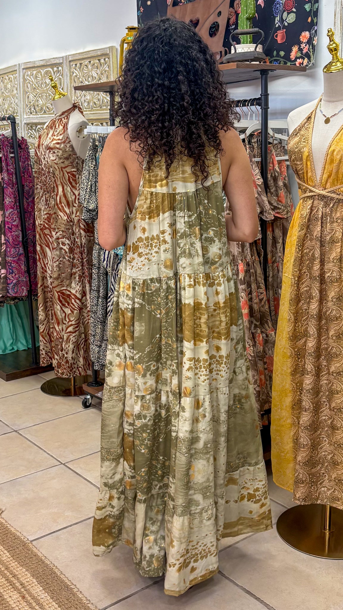 Ruffle Neck Maxi Dress