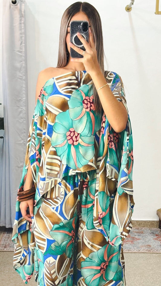 Poncho Top-Aqua Green