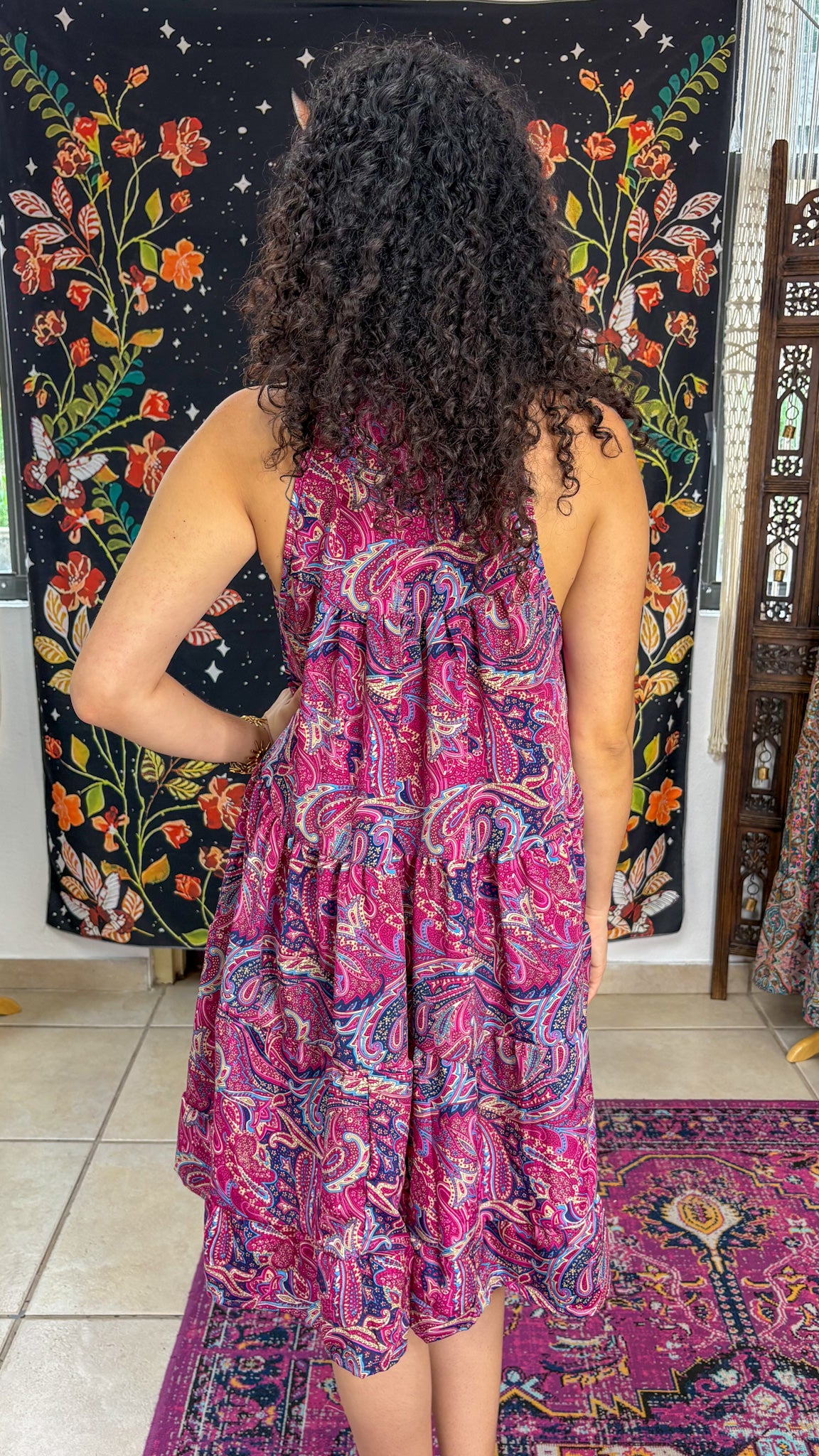 Ruffle Neck Short Dress