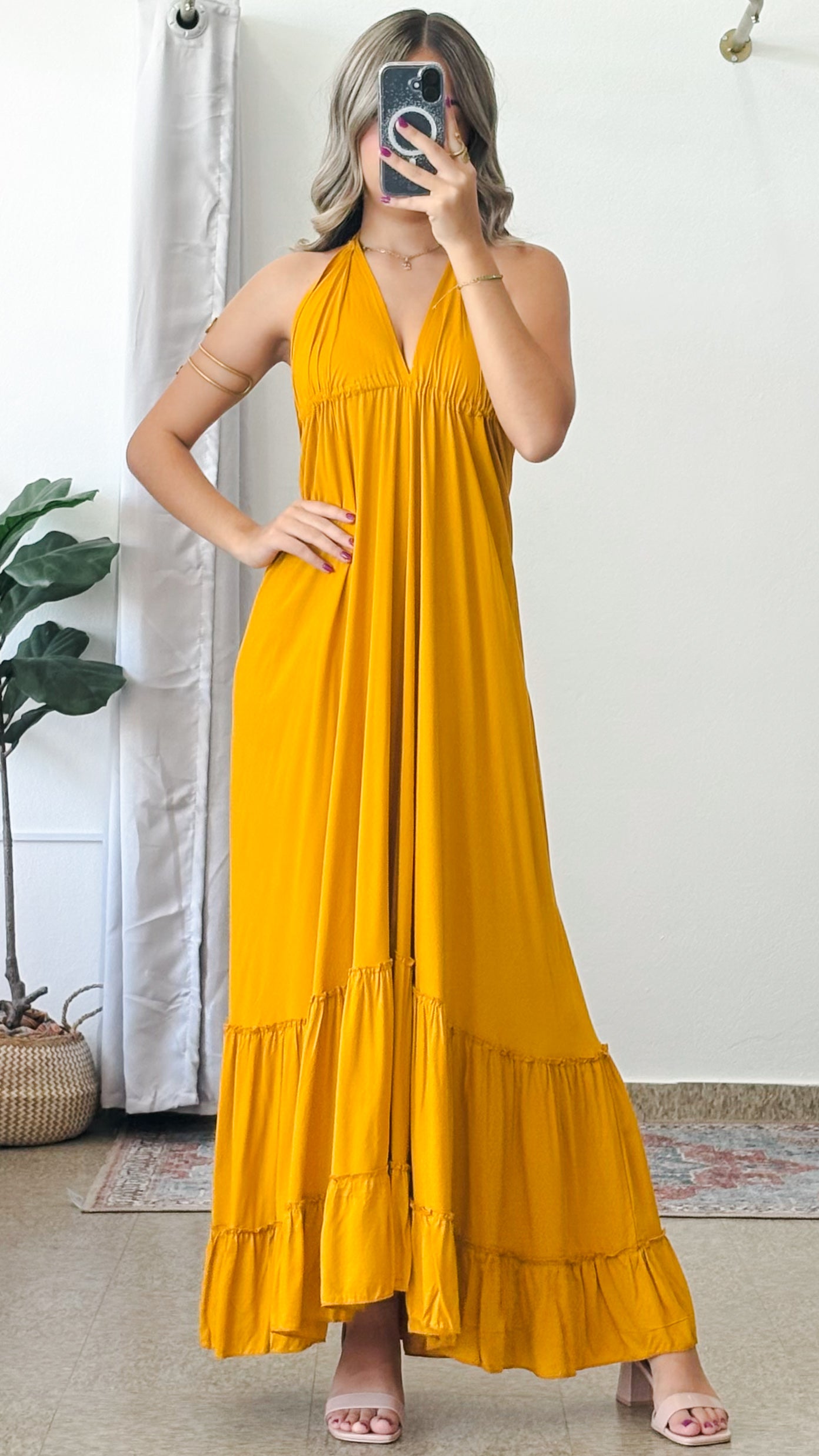Bohemian Dress-Mustard