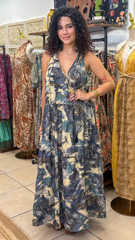 Ruffle Neck Maxi Dress