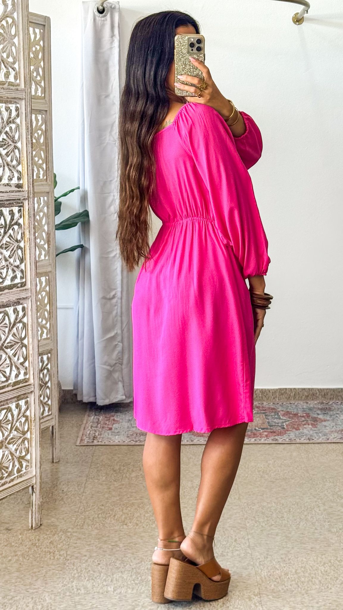 Ashanti Short Dress-Fucsia
