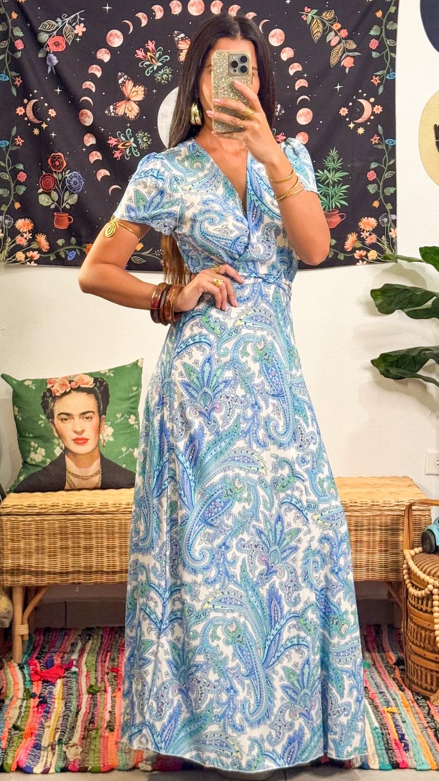 Elowen Wrap-Around Dress-Skye Blue