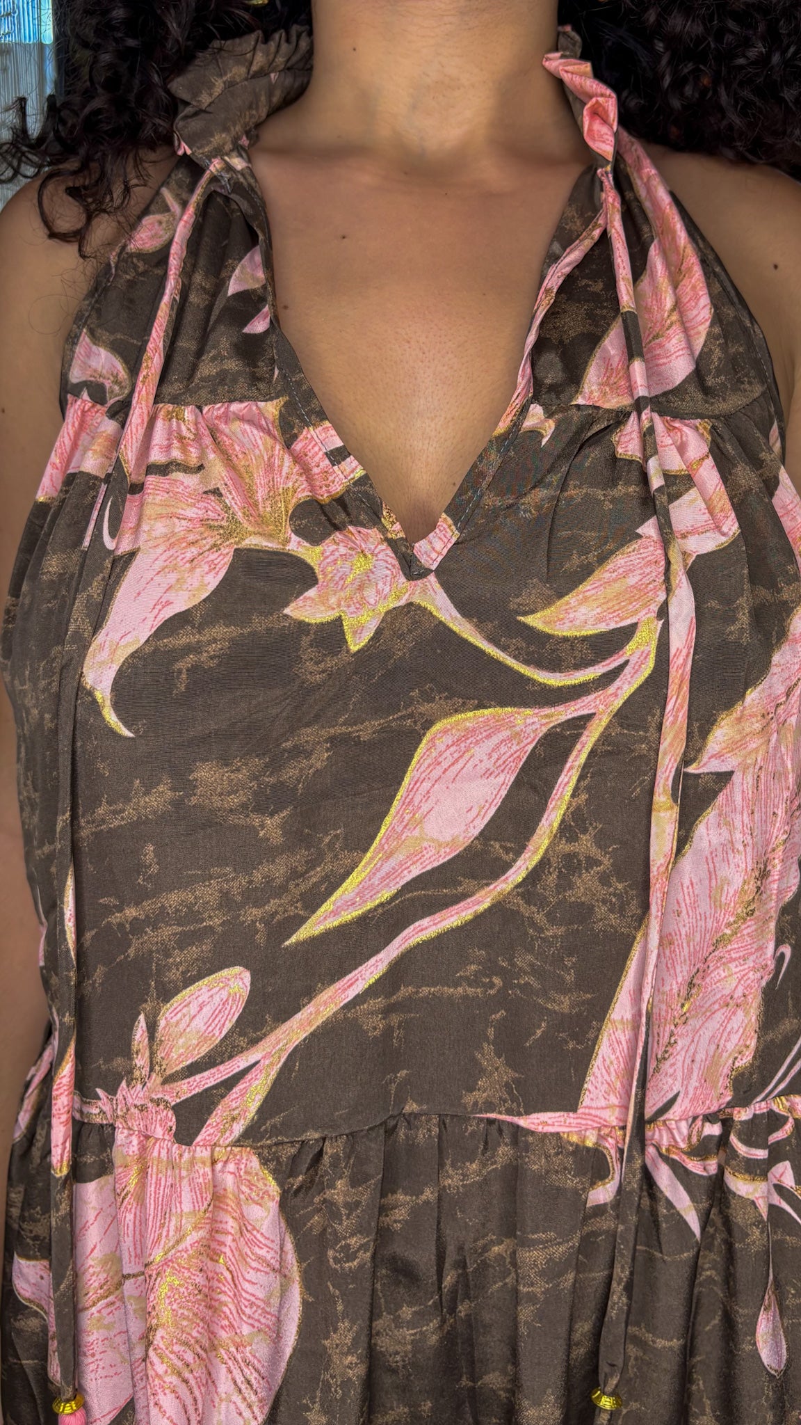 Ruffle Neck Short Dress