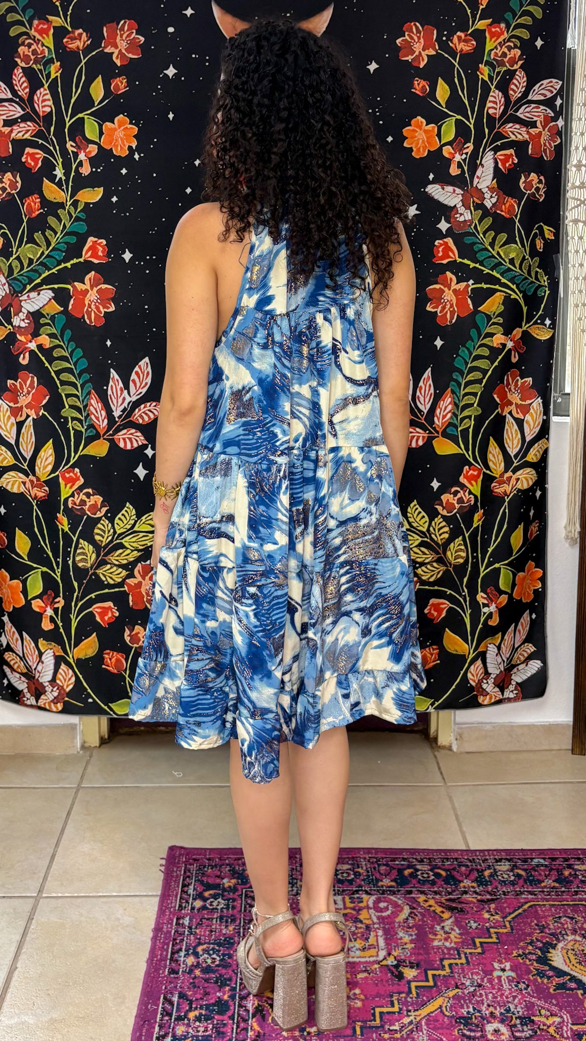 Ruffle Neck Short Dress