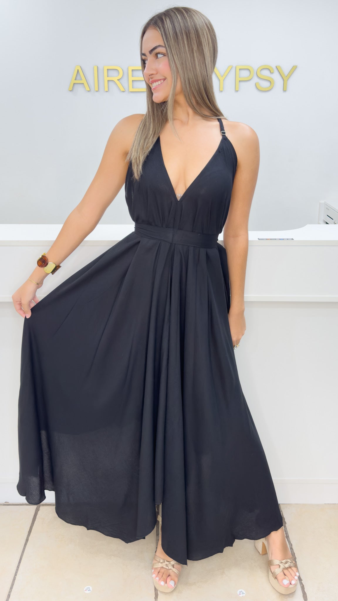 Beach Love Maxi Dress-Black