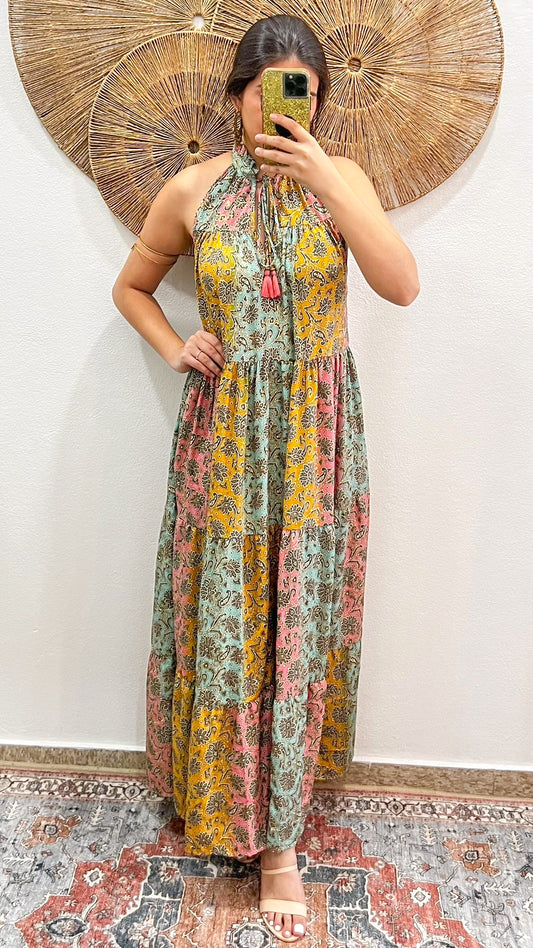 Ruffle Neck Maxi Dress