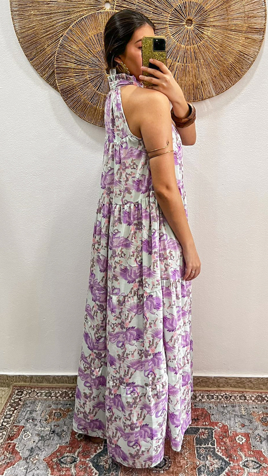 Ruffle Neck Maxi Dress