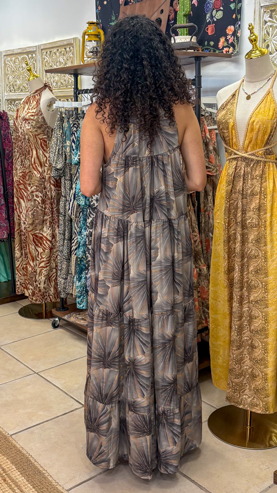Ruffle Neck Maxi Dress