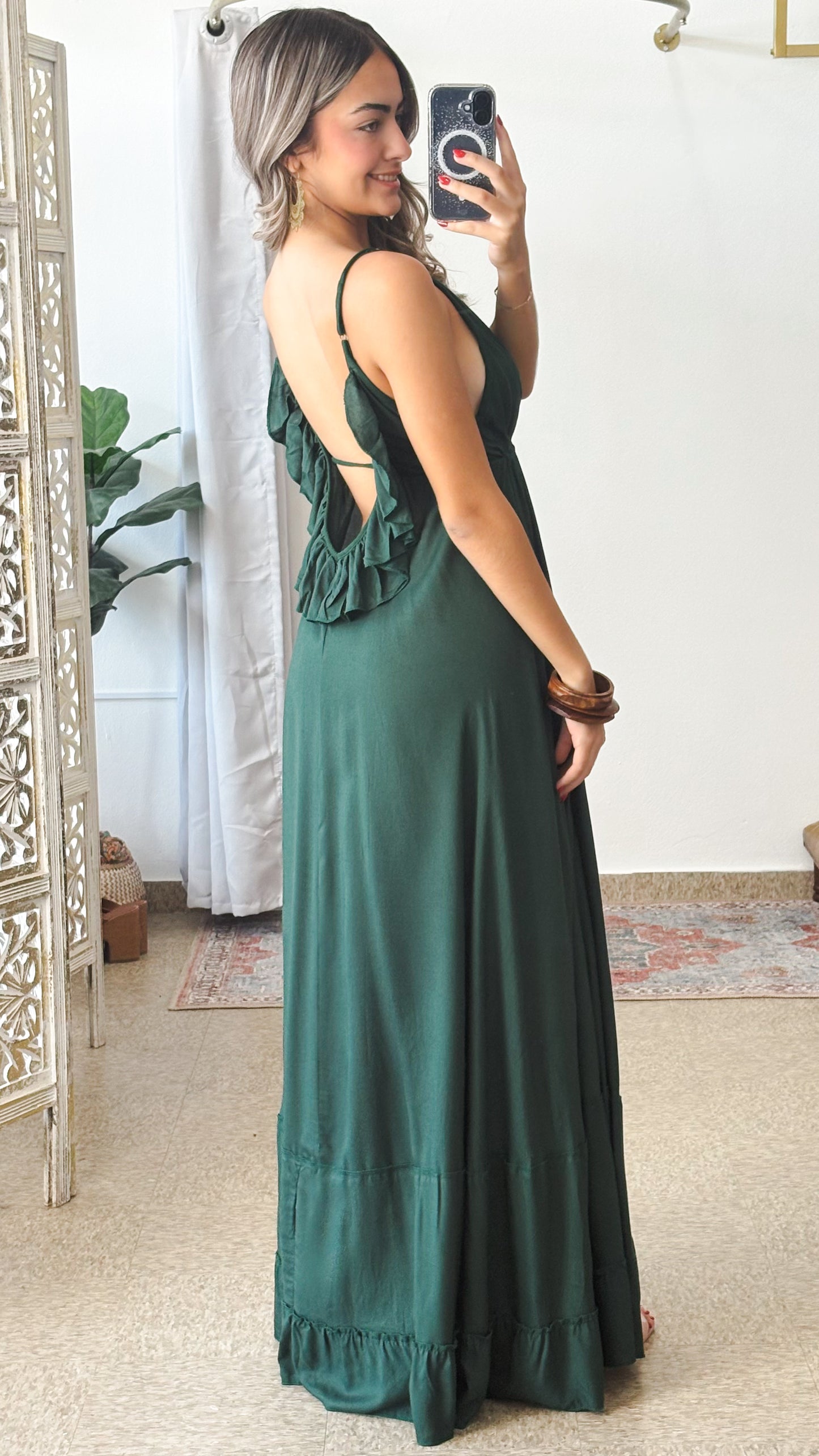 Amazing Ruffle Dress-Emerald