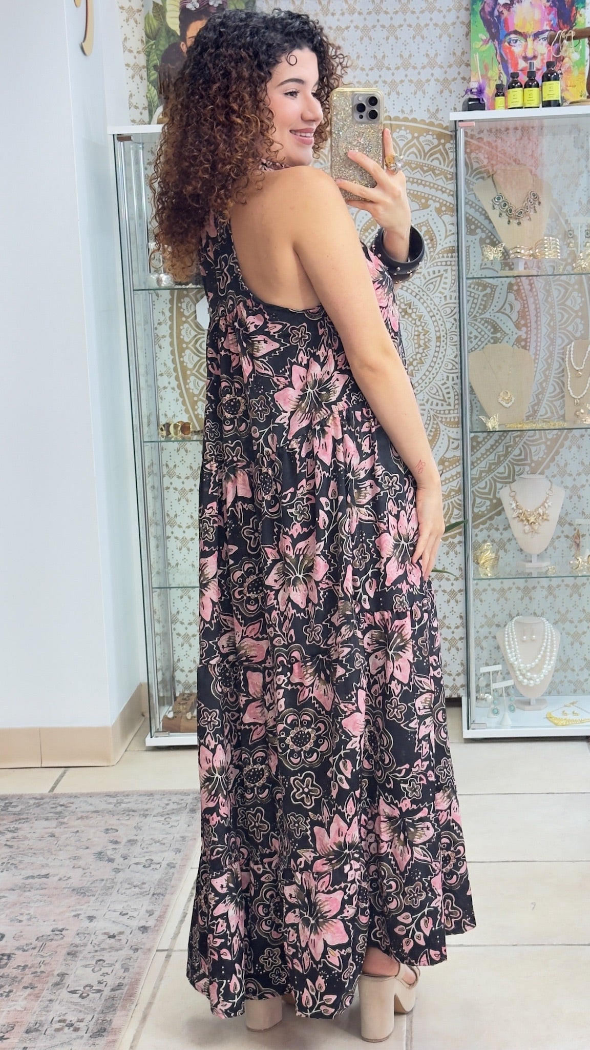 Ruffle Neck Maxi Dress