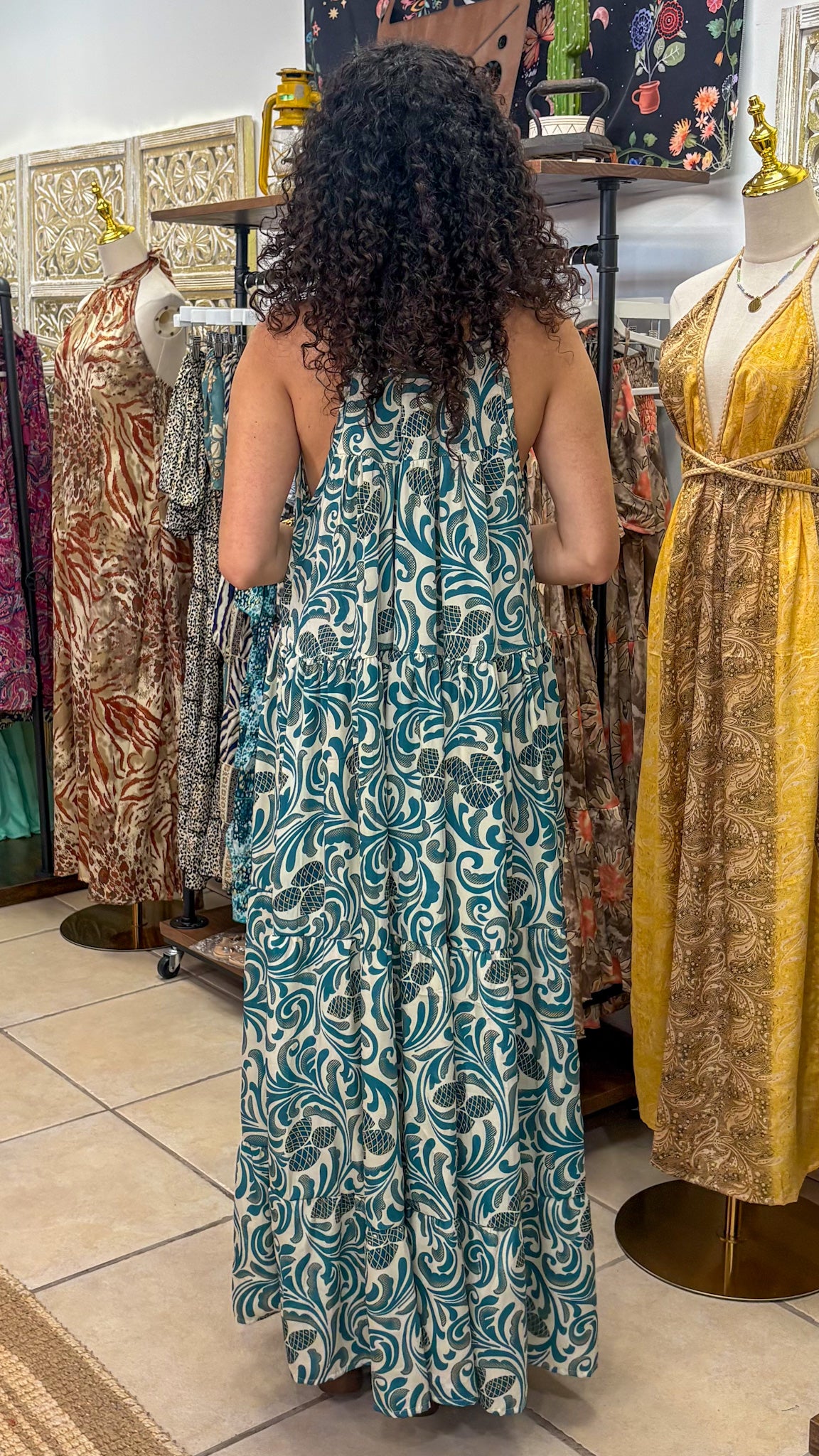 Ruffle Neck Maxi Dress