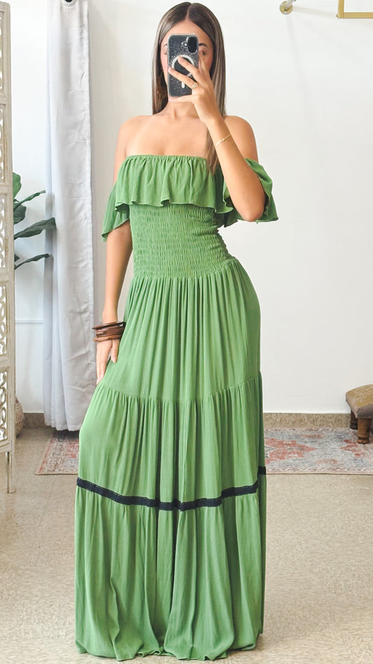 Moonray Maxi Dress-Green