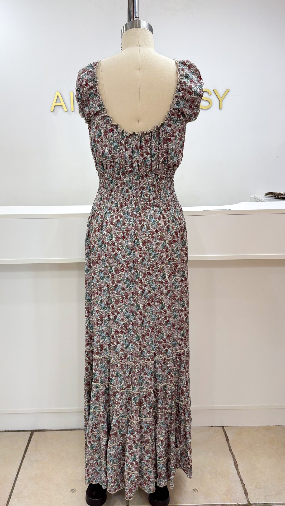 Damage Peasant Maxi Dress