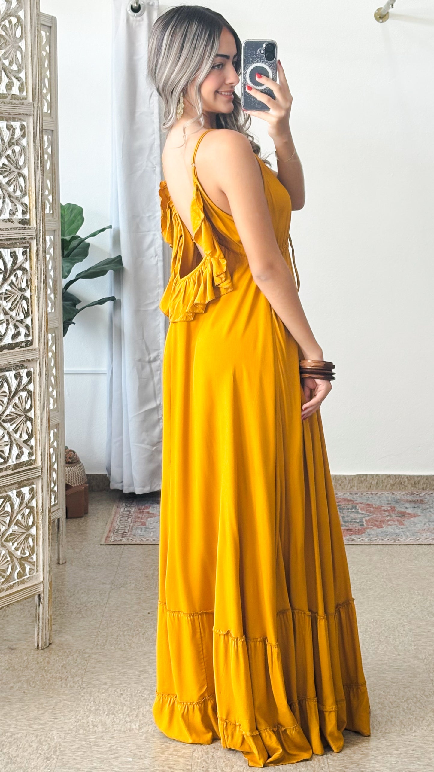 Damage Amazing Ruffle Dress-Gold