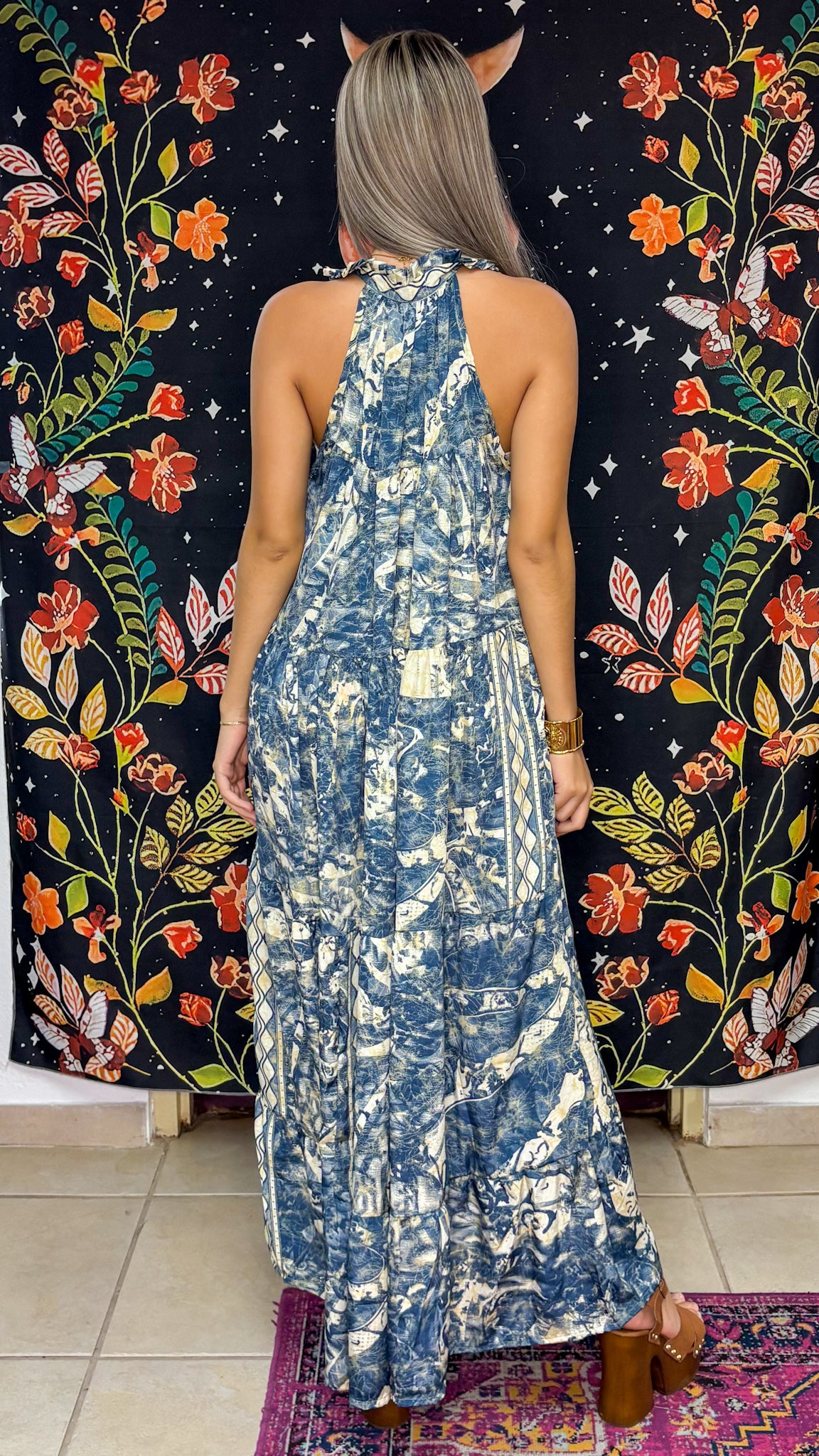 Ruffle Neck Maxi Dress