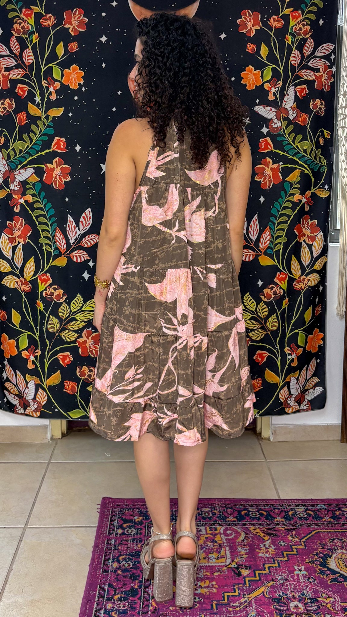 Ruffle Neck Short Dress