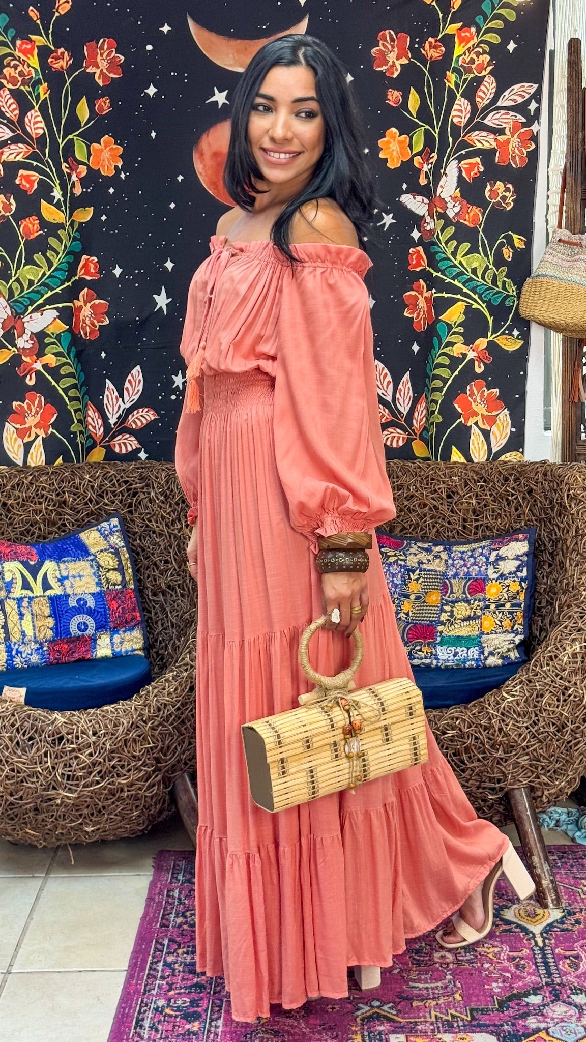 Daeva Maxi Dress-Coral