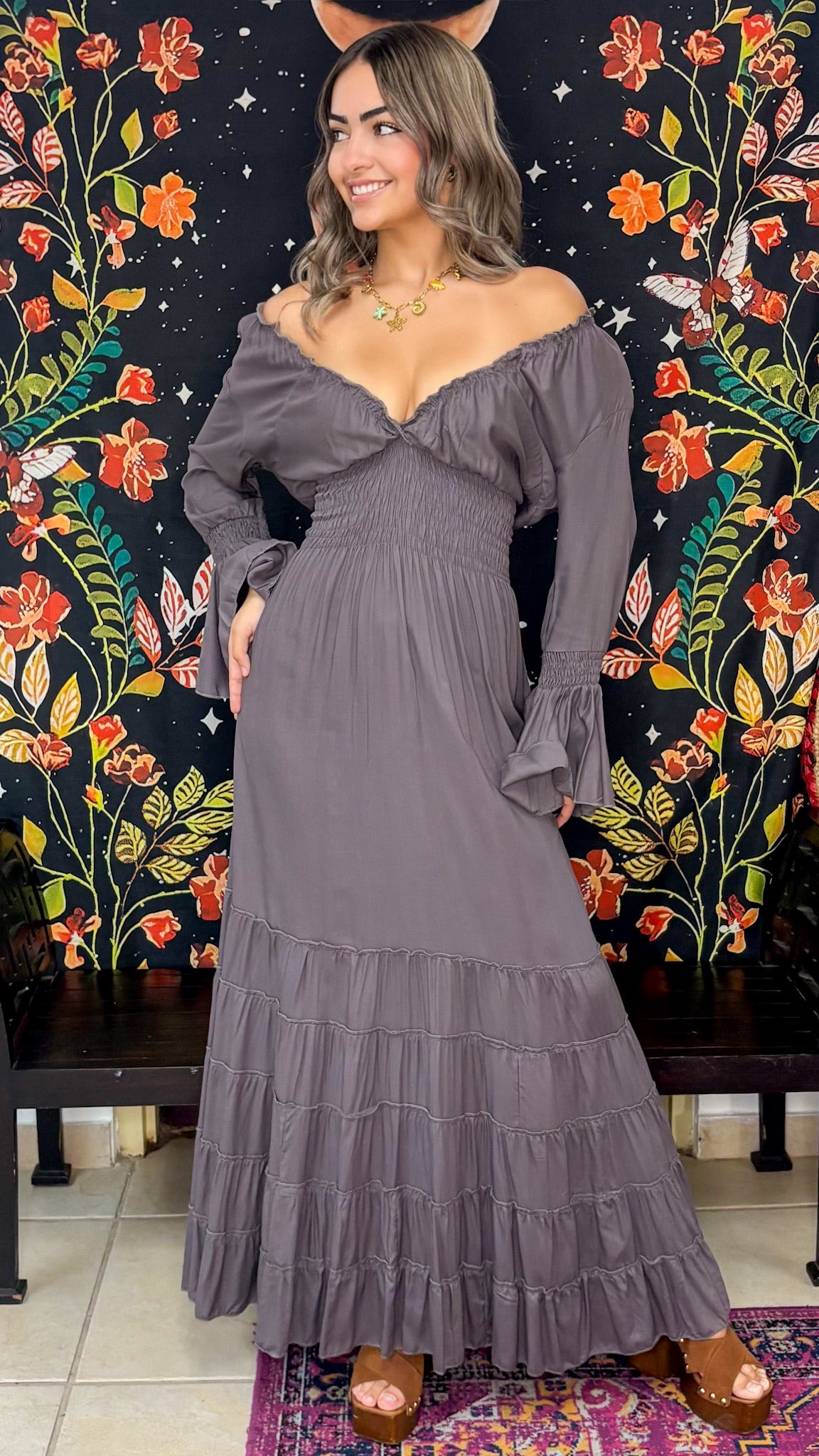 Lilith Maxi Dress-Gray