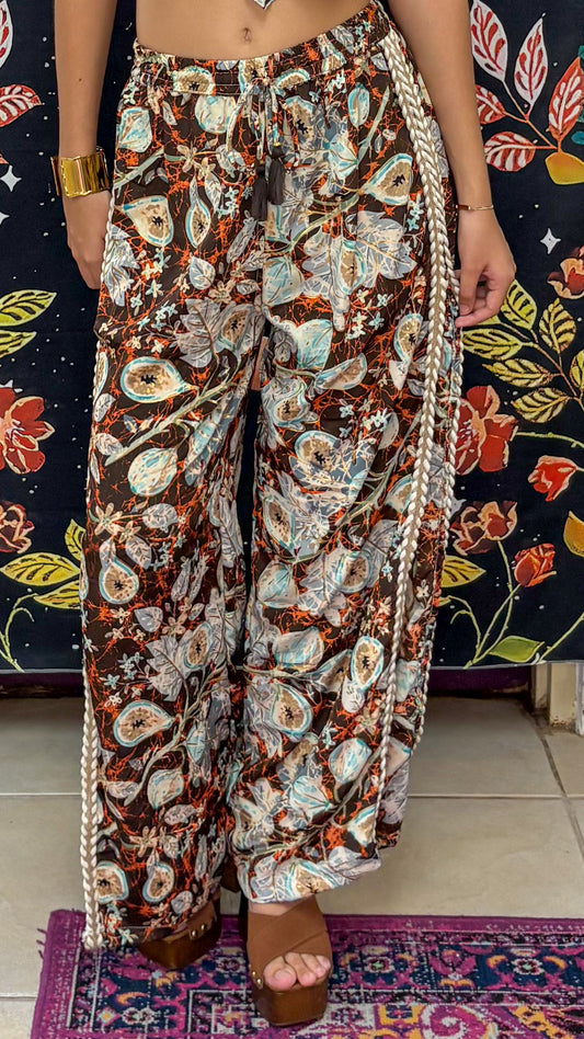 Boho Paisley Side-Slit Pants