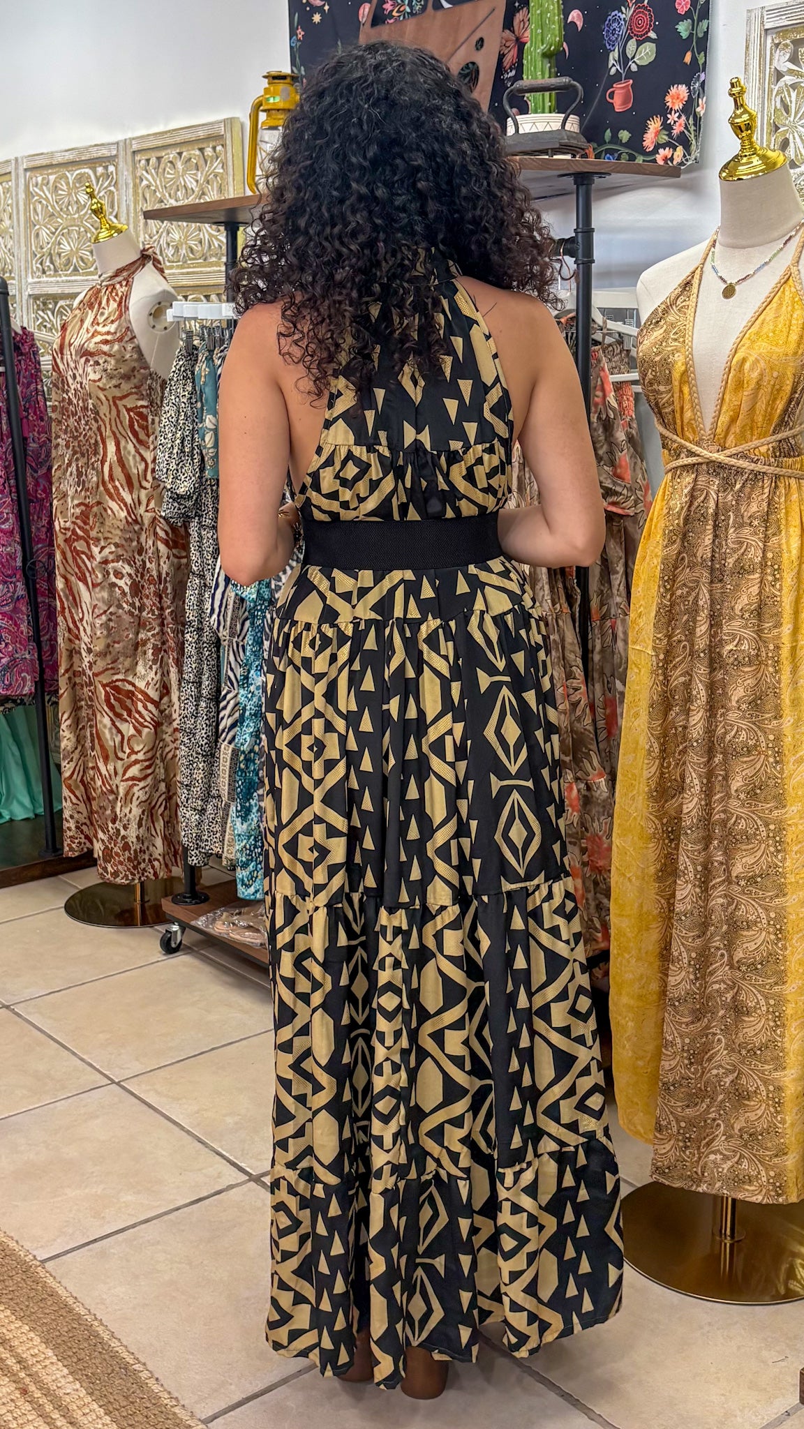 Ruffle Neck Maxi Dress