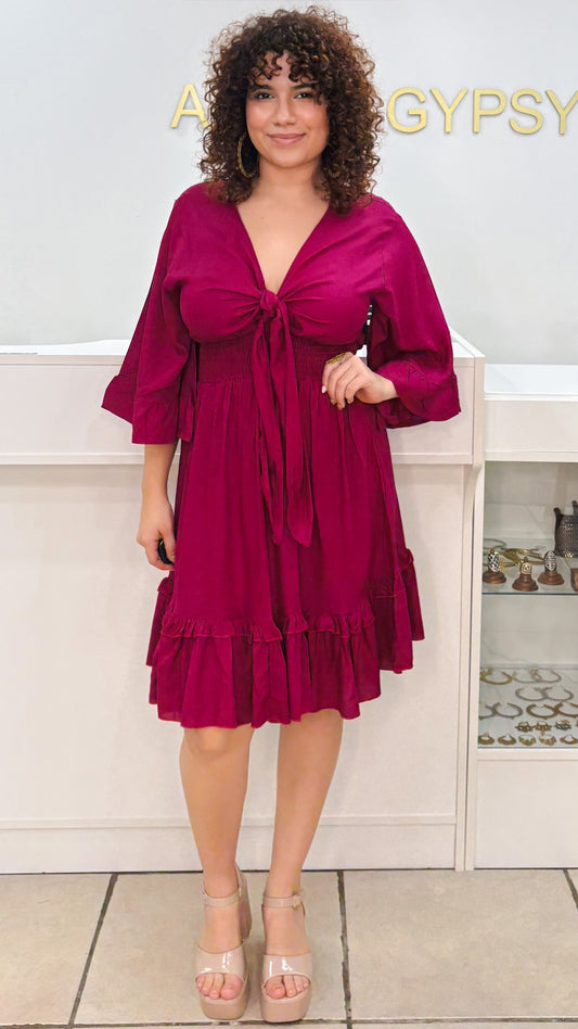 Nomad Short Dress-Magenta