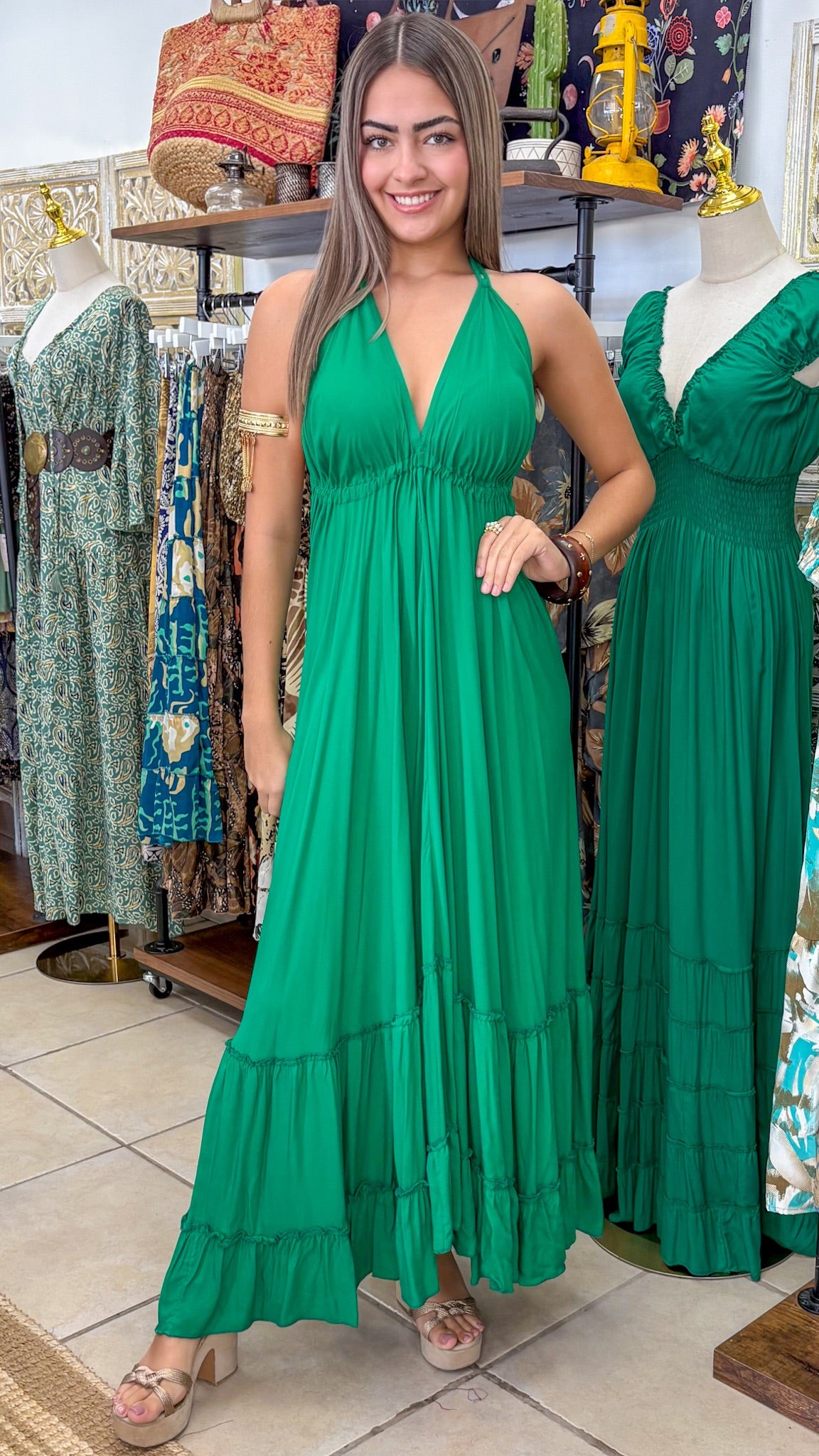 Bohemian Dress-Green