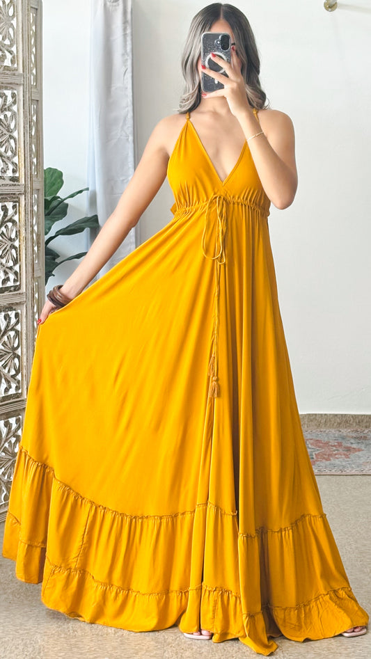 Amazing Ruffle Dress-Gold