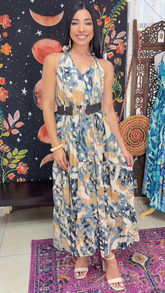 Ruffle Neck Maxi Dress