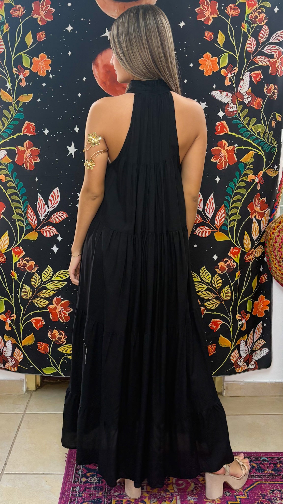 Ruffle Neck Maxi Dress