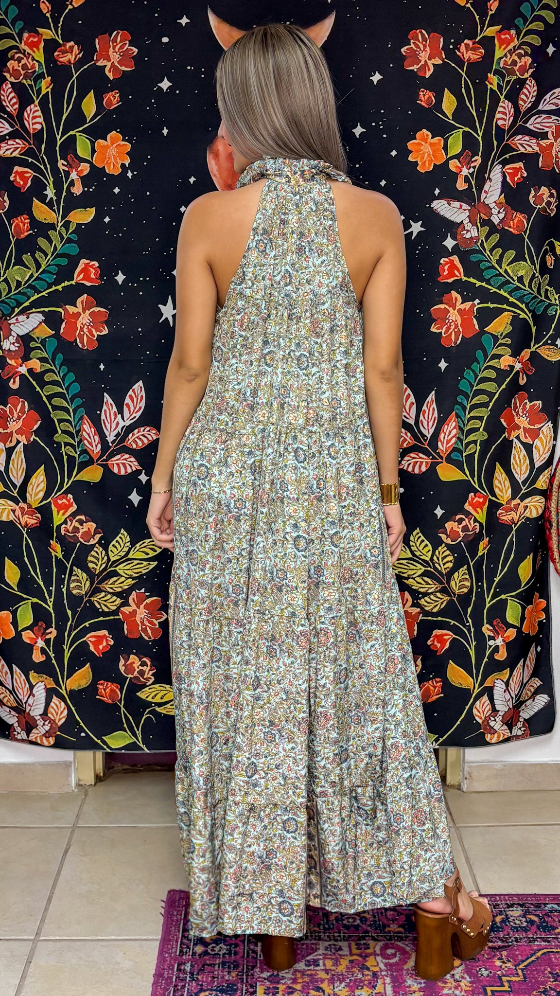 Ruffle Neck Maxi Dress