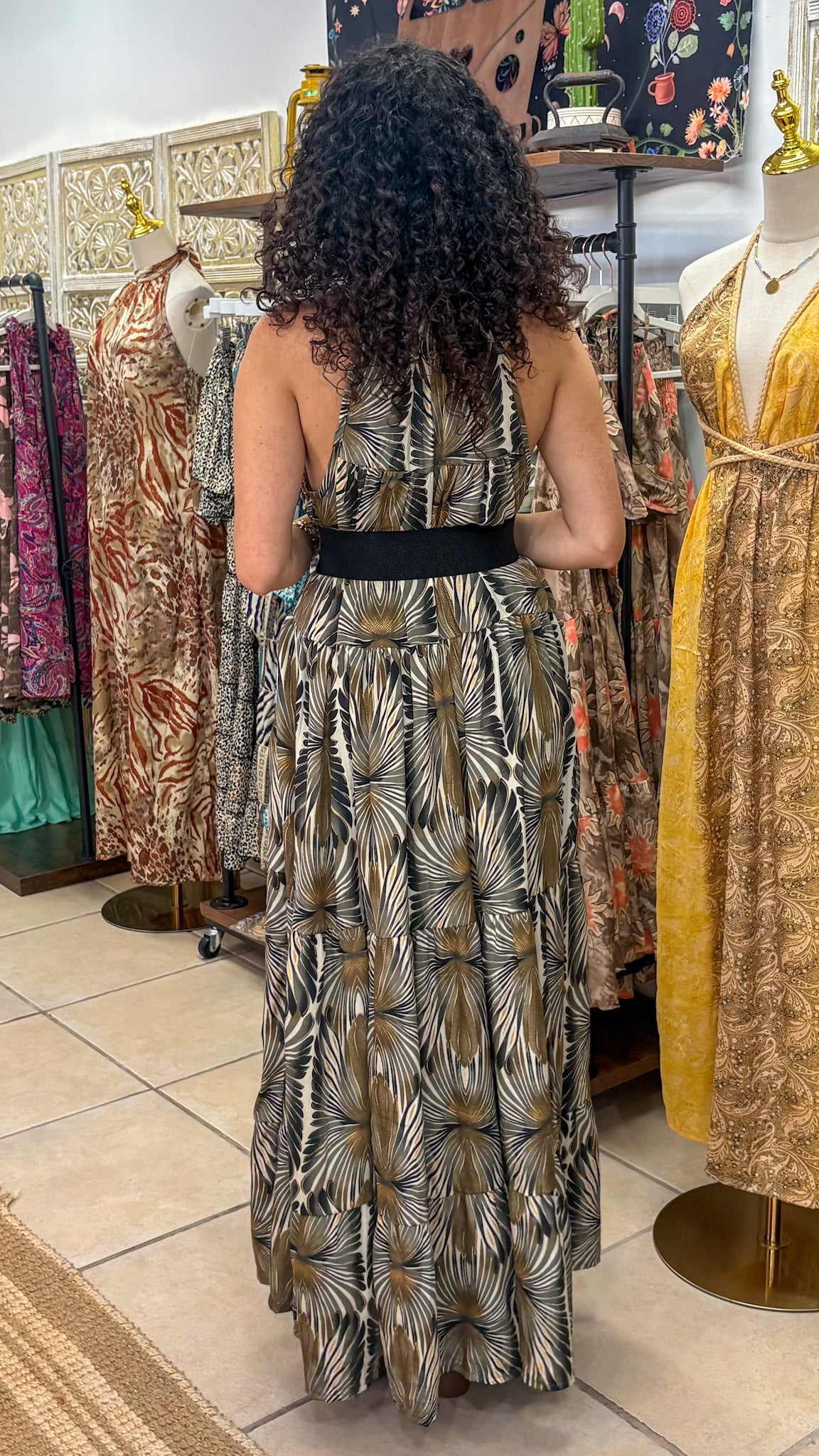 Ruffle Neck Maxi Dress