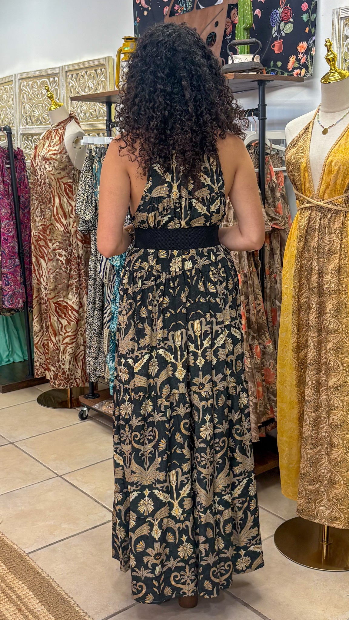 Ruffle Neck Maxi Dress