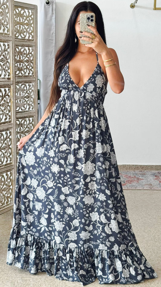 Moana Maxi Dress-Charcoal Gray