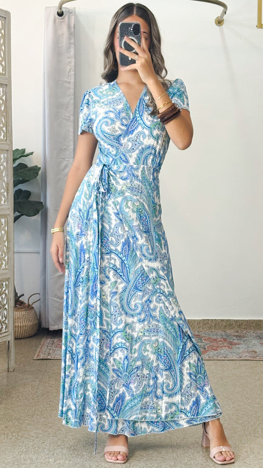 Elowen Wrap-Around Dress-Skye Blue