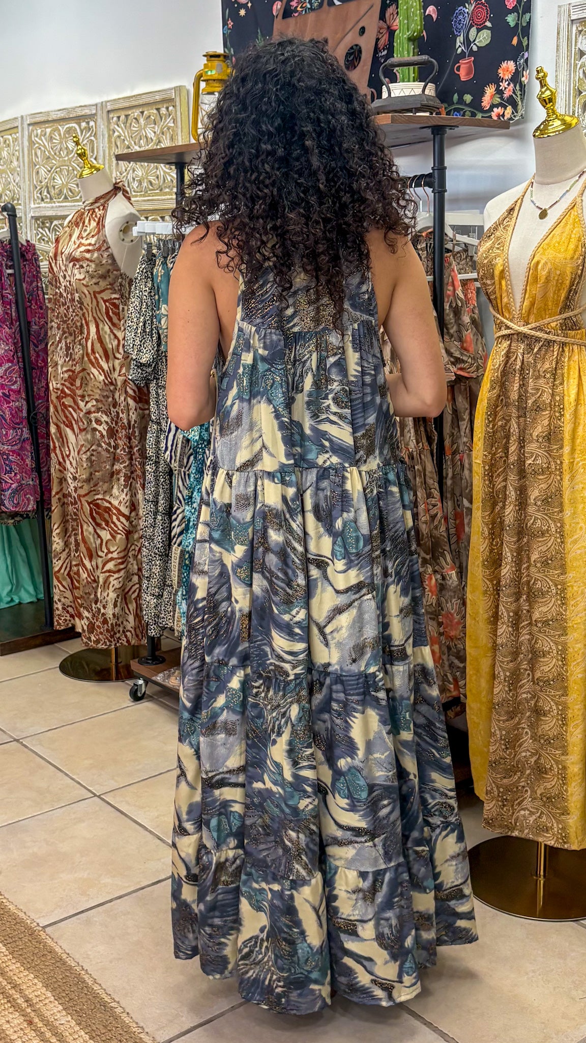 Ruffle Neck Maxi Dress