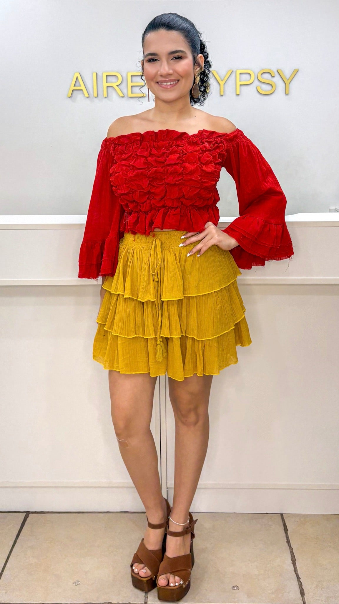 Caroline Top- Crimson Red