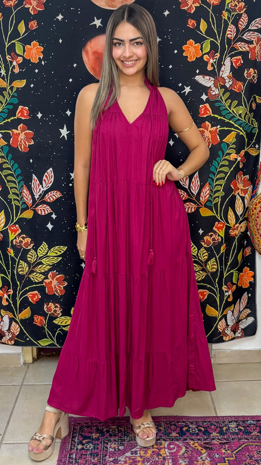 Ruffle Neck Maxi Dress