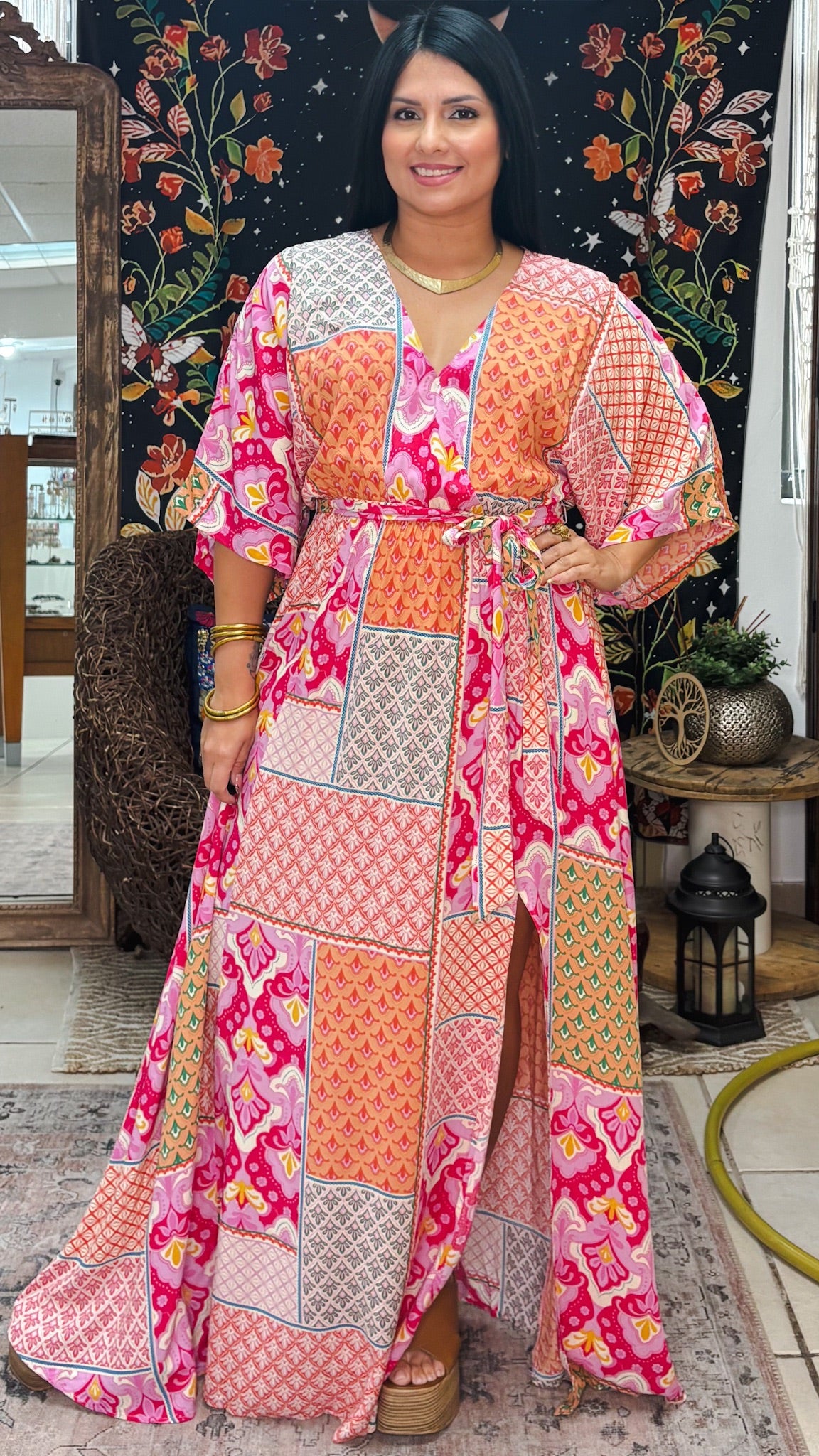 Delilah Maxi Dress-Fuchsia Pink