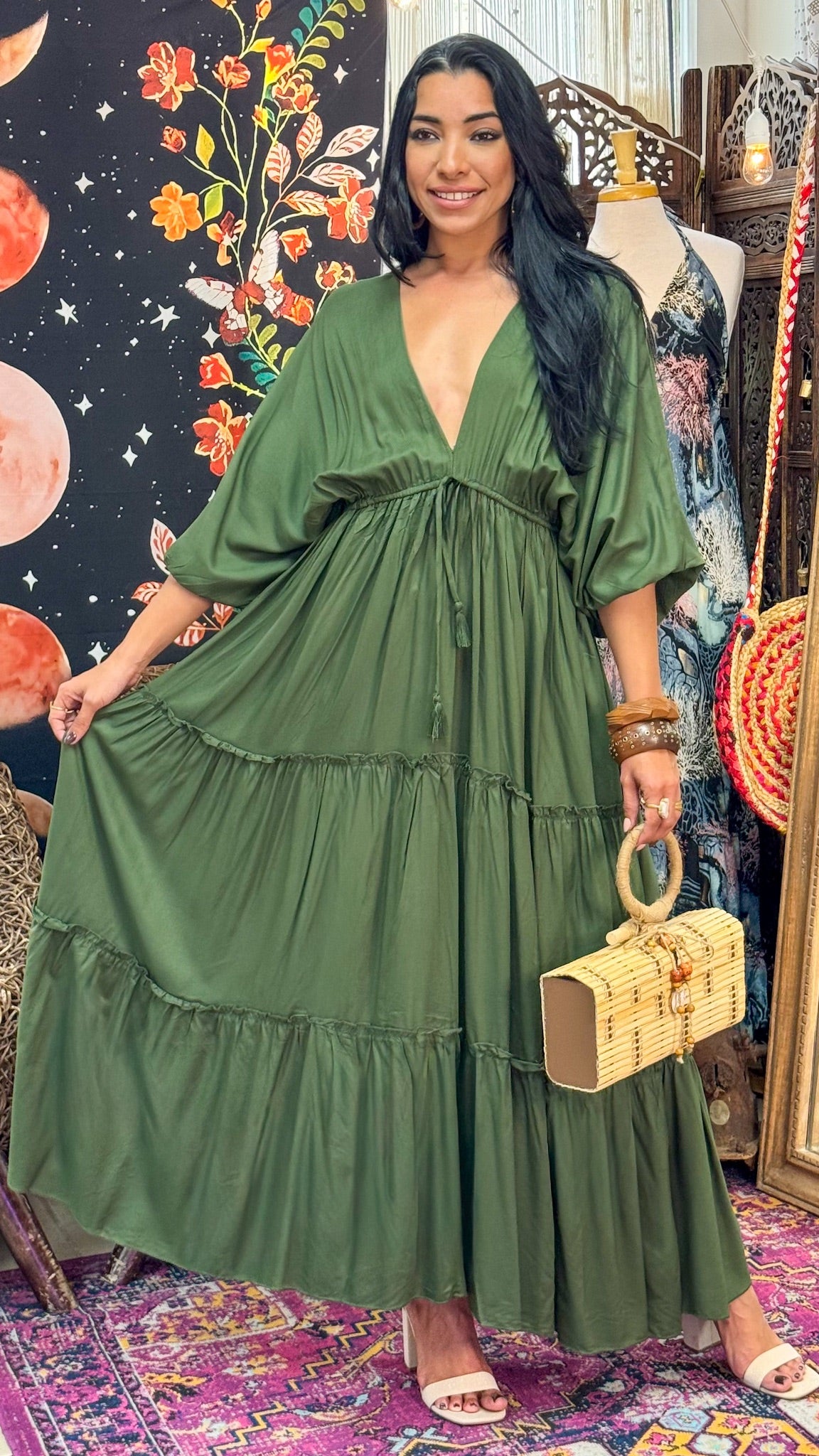 Nelly Maxi Dress-Olive