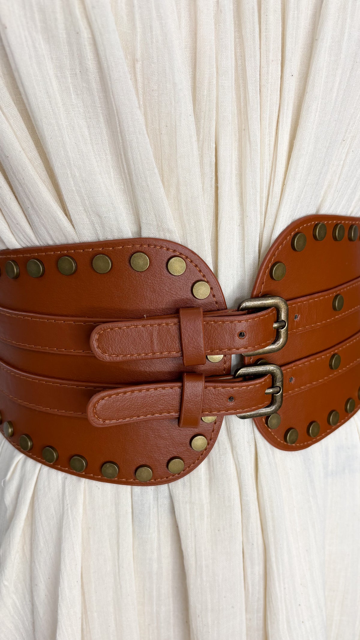 Peru Studded Double-Buckle Belt