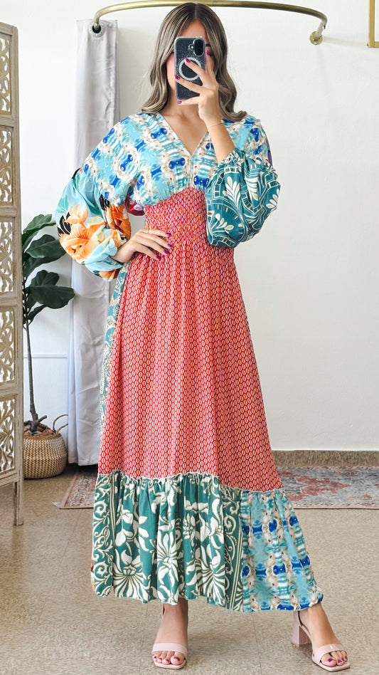 Ahvi Patchwork Maxi Dress