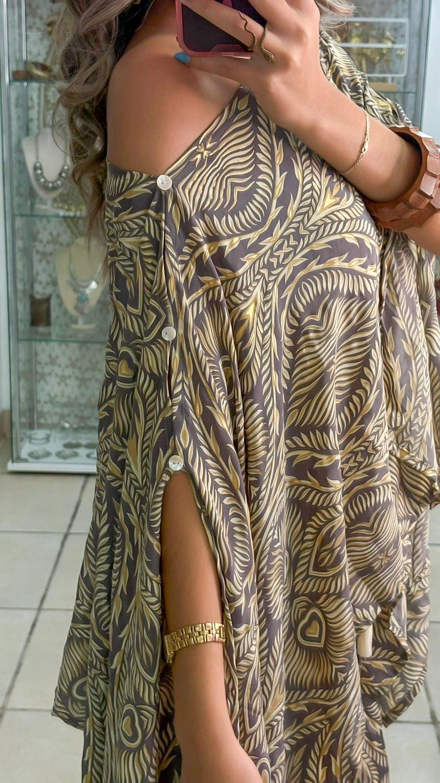 Poncho Top-Gray