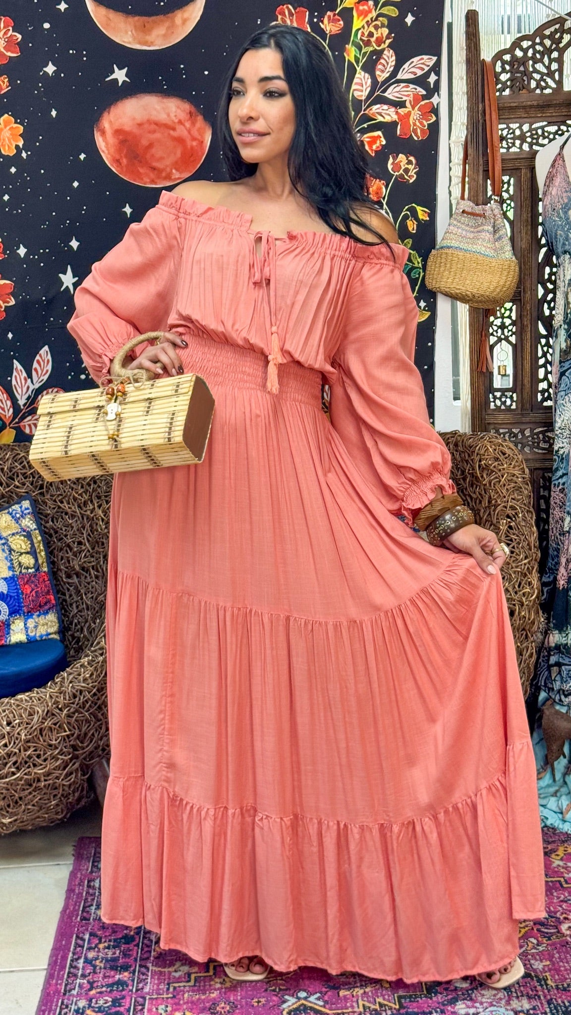 Daeva Maxi Dress-Coral