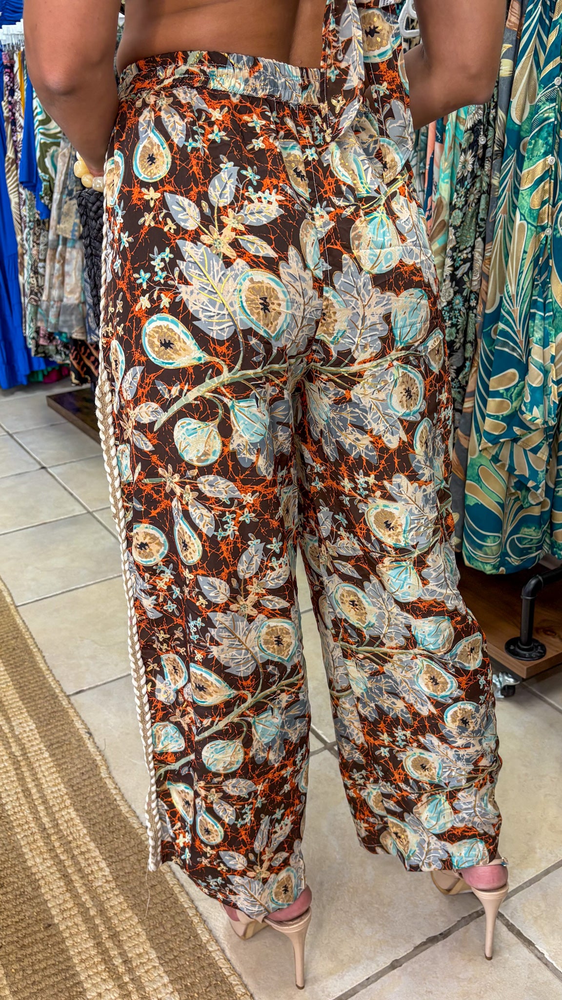 Boho Paisley Side-Slit Pants