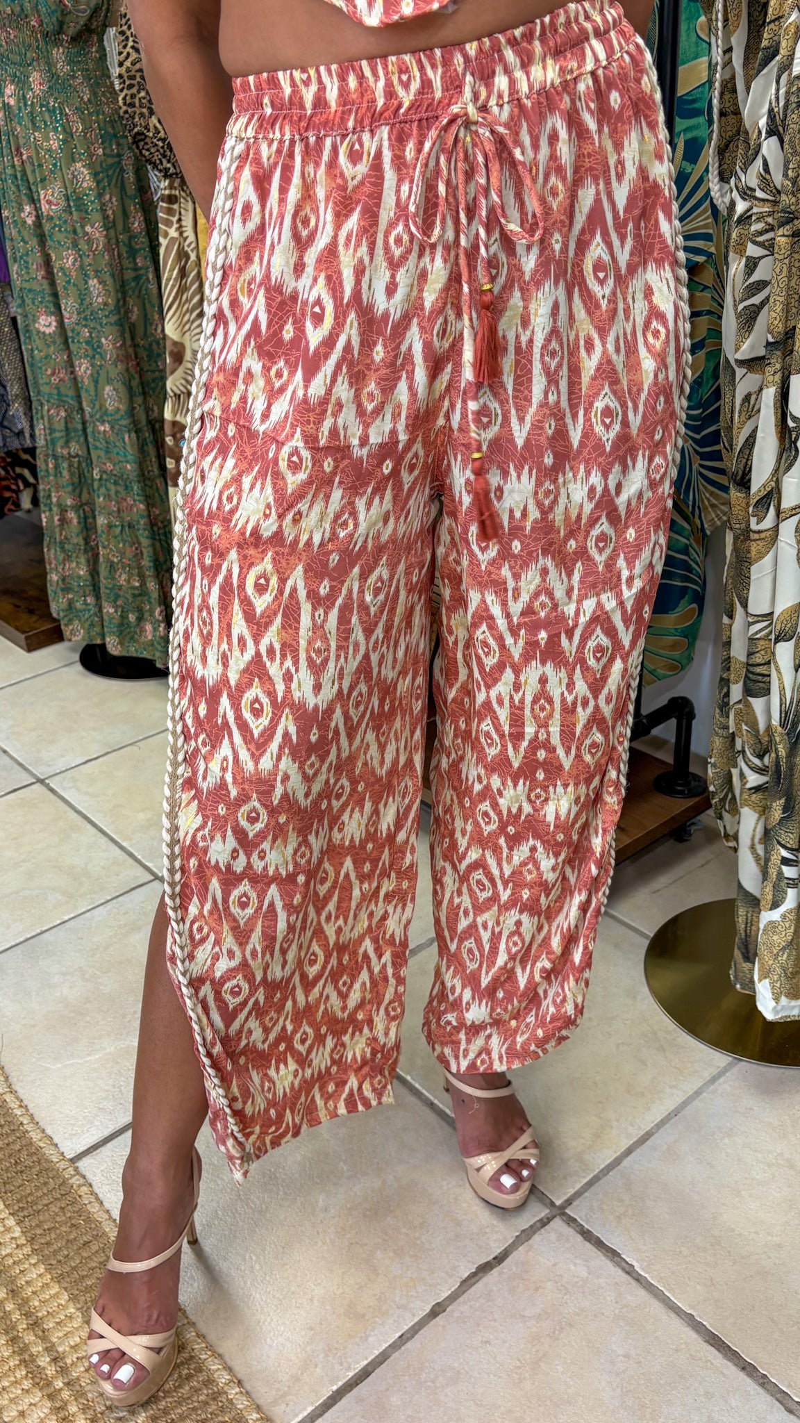 Boho Paisley Side-Slit Pants