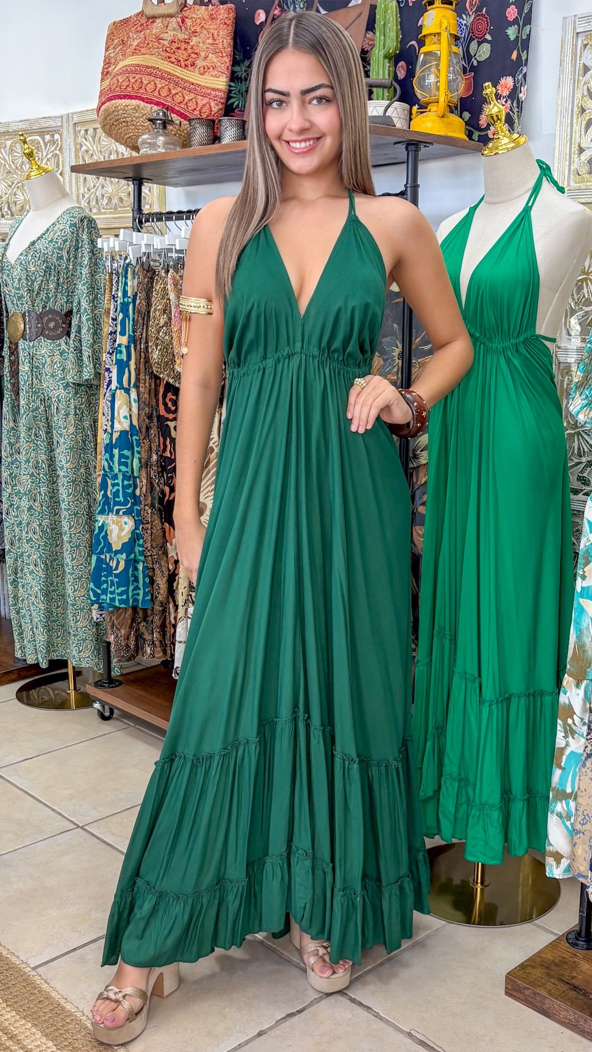 Bohemian Dress-Olive
