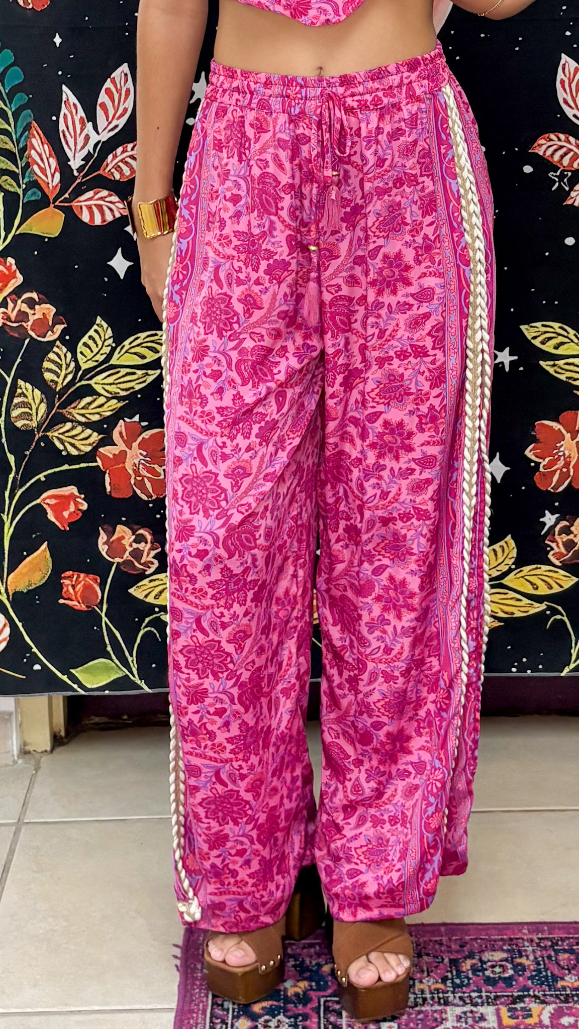 Boho Paisley Side-Slit Pants