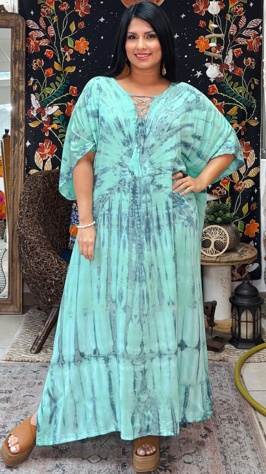Zafiro Kaftan Dress-Mint