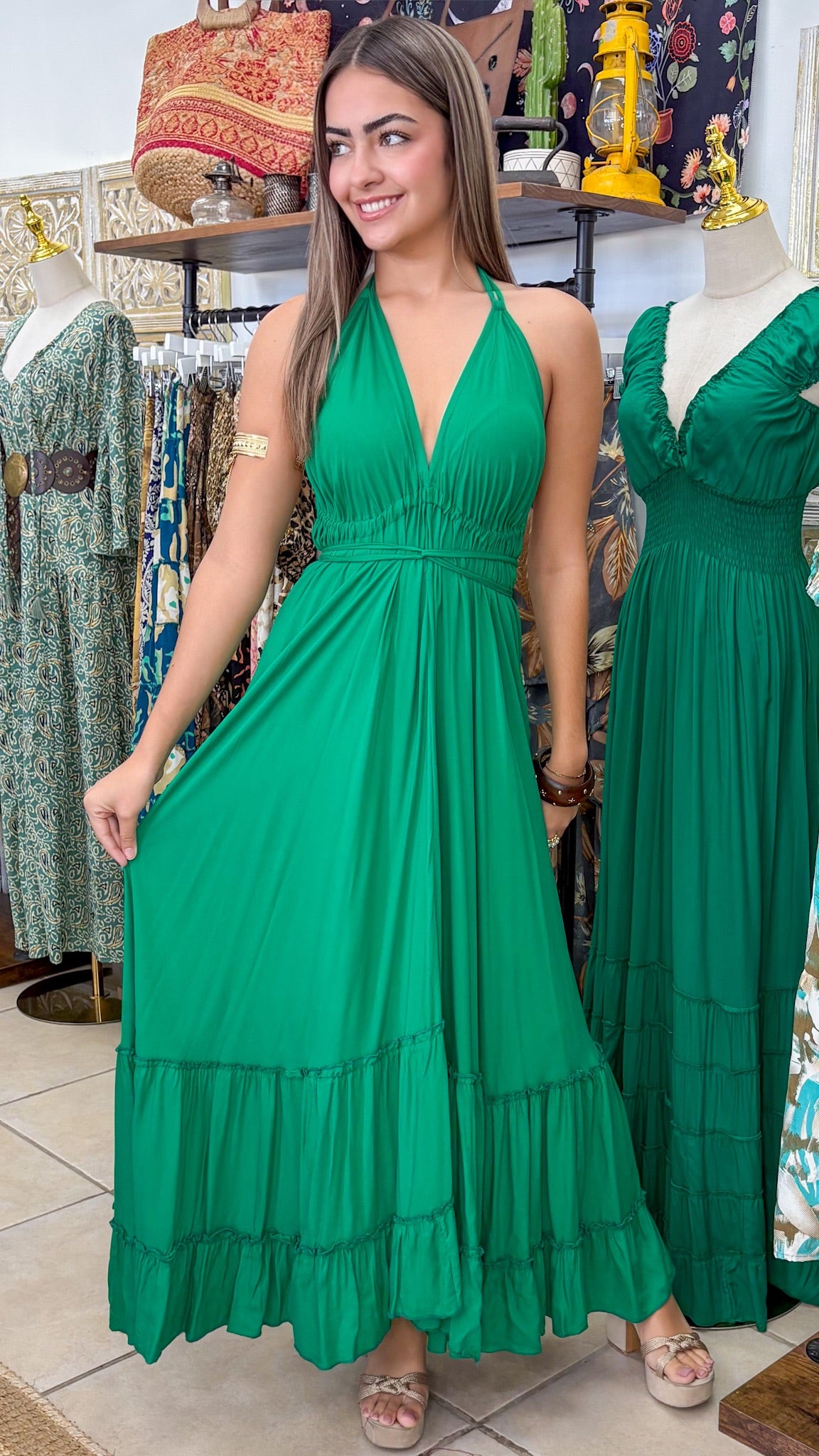 Bohemian Dress-Green